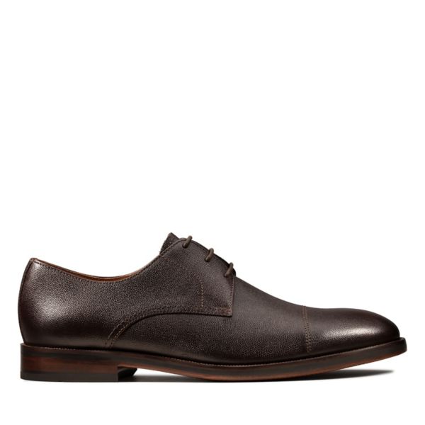 Clarks Mens Oliver Cap Wide Fit Shoes Dark Brown | USA-1098274